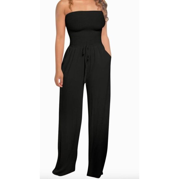 Strapless wide leg jumpsuit NWOT - Picture 3 of 12